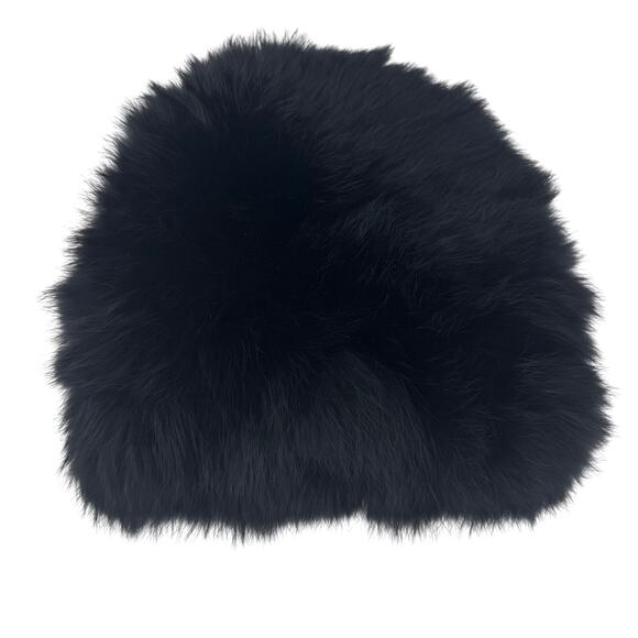 Barney's New York Hat Rabbit Fur Beanie Women's One Size Black - Picture 1 of 5